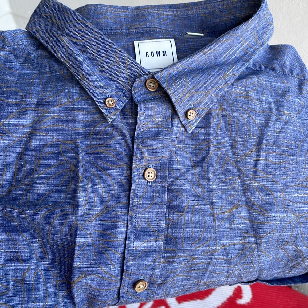 ROWM button down long sleeve shirt men’s size 4XB blue floral all over print